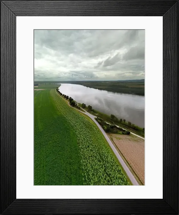 Framed Print : Panorama landscape from the air in the Bavarian Danube area with cloudy summer sky Framed Print : Panorama landscape from the air in the Bavarian Danube area with cloudy summer sky
