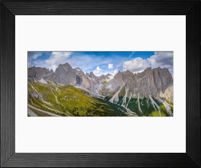 Framed Print : aerial view on rosengarten mountain range with trekking trails in the dolomites Framed Print : aerial view on rosengarten mountain range with trekking trails in the dolomites