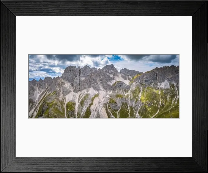 Framed Print : aerial view on rosengarten mountain range with hiking trails Framed Print : aerial view on rosengarten mountain range with hiking trails