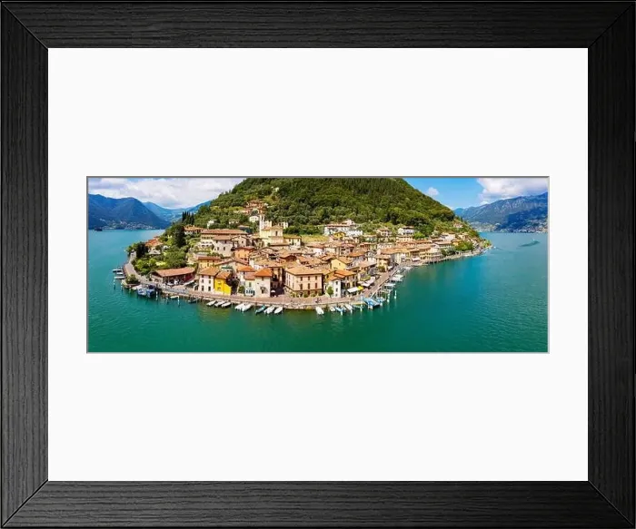 Framed Print : Iseo Lake (IT), Peschiera Maraglio, aerial view Framed Print : Iseo Lake (IT), Peschiera Maraglio, aerial view