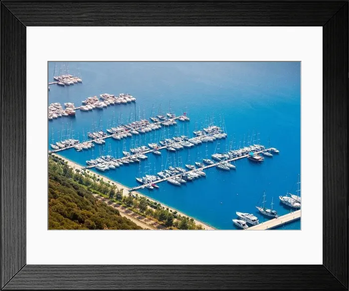 Framed Print : Aerial view of the luxurious marina port with expensive parked yachts and cruise boats Framed Print : Aerial view of the luxurious marina port with expensive parked yachts and cruise boats