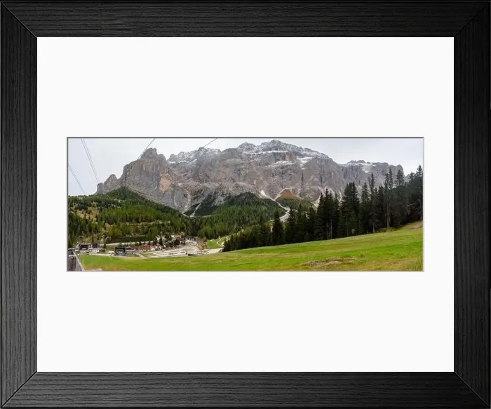 Framed Print : Summer ski resort. Dolomites in European Alps. Shot in summer with green grass and no snow