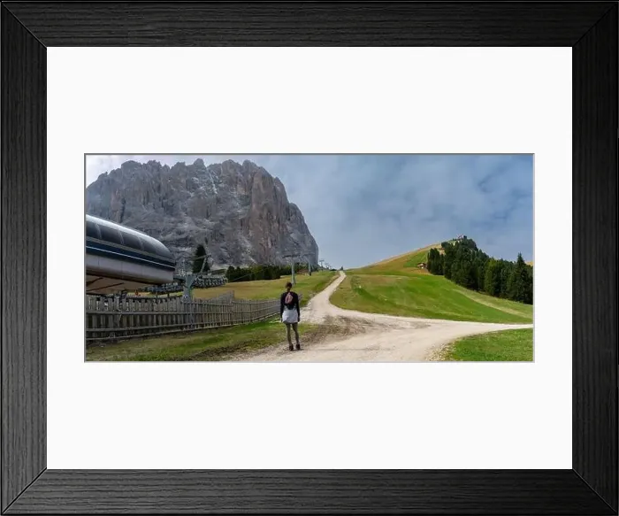 Framed Print : Summer ski resort. Dolomites in European Alps. Shot in summer with green grass and no snow Framed Print : Summer ski resort. Dolomites in European Alps. Shot in summer with green grass and no snow