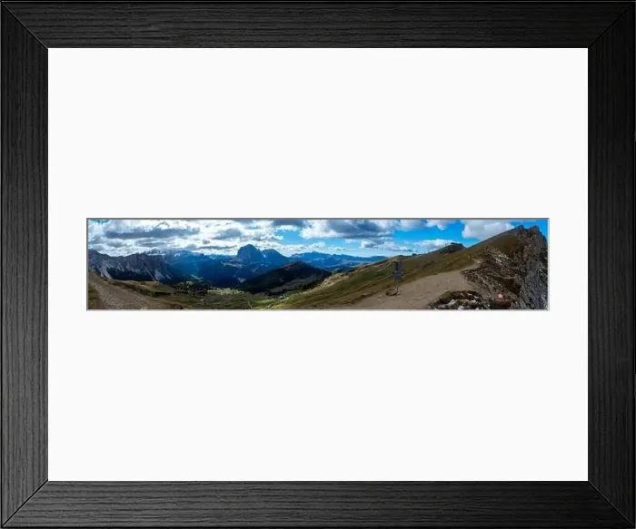 Framed Print : Trail Marker Signs with dramatic mountain background. Hiking Dolomites in European Alps. Gardena Pass, Italy Framed Print : Trail Marker Signs with dramatic mountain background. Hiking Dolomites in European Alps. Gardena Pass, Italy