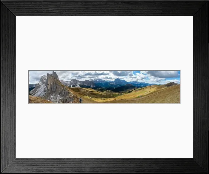 Framed Print : Young Woman Hiking Dolomites in European Alps. Moutain and Vally background. Gardena Pass, Italy Framed Print : Young Woman Hiking Dolomites in European Alps. Moutain and Vally background. Gardena Pass, Italy