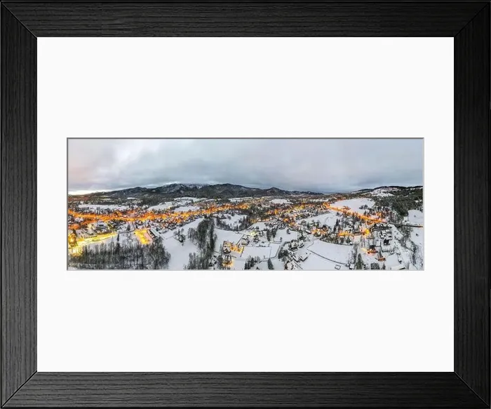 Framed Print : Panoramic View of Zakopane and Giewont Mount from Drone in Winter Framed Print : Panoramic View of Zakopane and Giewont Mount from Drone in Winter