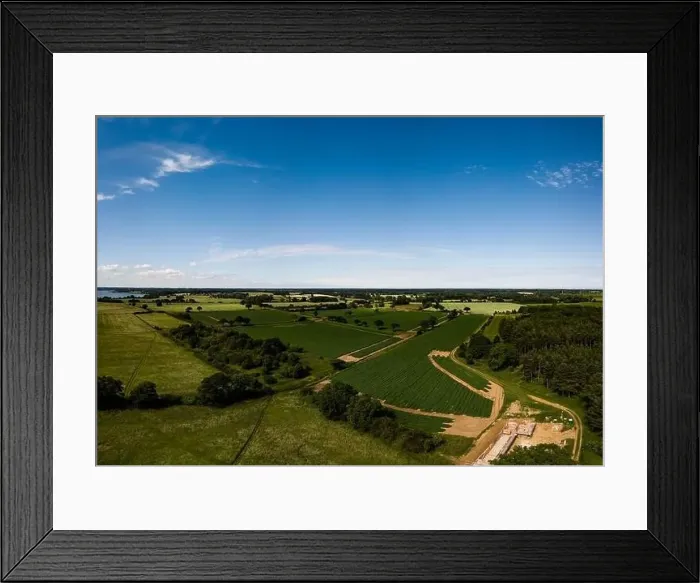 Framed Print : Aerial view of a patchwork of farm fields in the Suffolk countryside Framed Print : Aerial view of a patchwork of farm fields in the Suffolk countryside