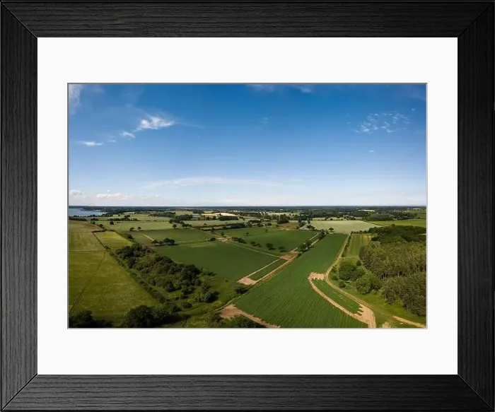 Framed Print : Aerial view of a patchwork of farm fields in the Suffolk countryside Framed Print : Aerial view of a patchwork of farm fields in the Suffolk countryside
