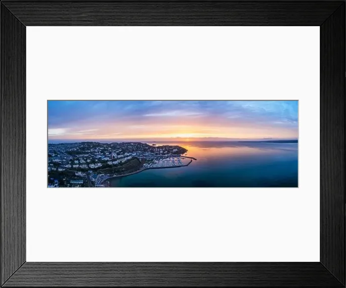 Framed Print : Panorama Torquay Marina from a drone in sunrise time, Torbay, Devon, England, Europe Framed Print : Panorama Torquay Marina from a drone in sunrise time, Torbay, Devon, England, Europe