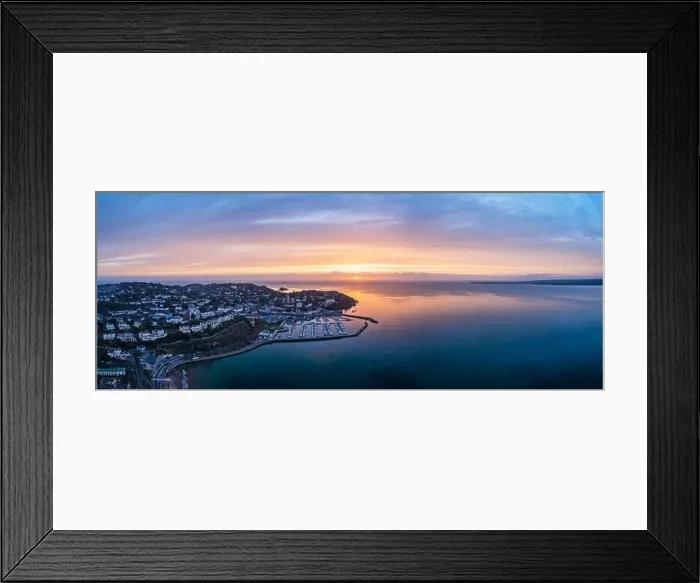 Framed Print : Panorama Torquay Marina from a drone in sunrise time, Torbay, Devon, England, Europe Framed Print : Panorama Torquay Marina from a drone in sunrise time, Torbay, Devon, England, Europe