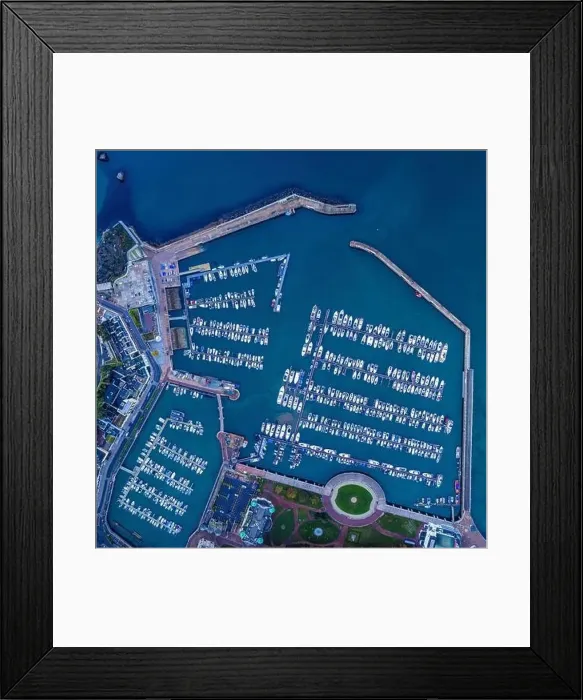 Framed Print : Top Down view over Torquay Marina and Harbour from a drone, Devon, England, Europe Framed Print : Top Down view over Torquay Marina and Harbour from a drone, Devon, England, Europe