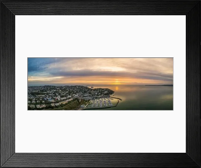 Framed Print : View over Torquay Marina from a drone in sunrise time, Torbay, Devon, England, Europe Framed Print : View over Torquay Marina from a drone in sunrise time, Torbay, Devon, England, Europe