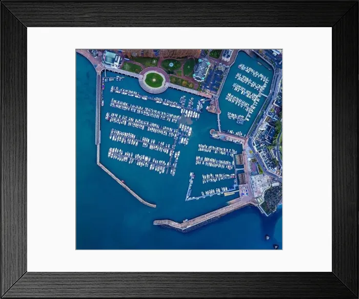 Framed Print : Top Down view over Torquay Marina and Harbour from a drone, Devon, England, Europe Framed Print : Top Down view over Torquay Marina and Harbour from a drone, Devon, England, Europe