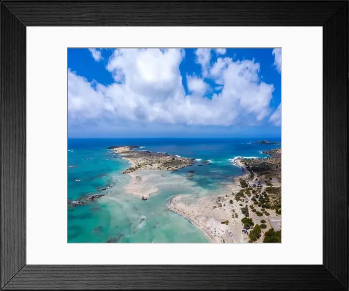 Framed Print : Tropical sandy beach with turquoise water, in Elafonisi, Crete, Greece Framed Print : Tropical sandy beach with turquoise water, in Elafonisi, Crete, Greece