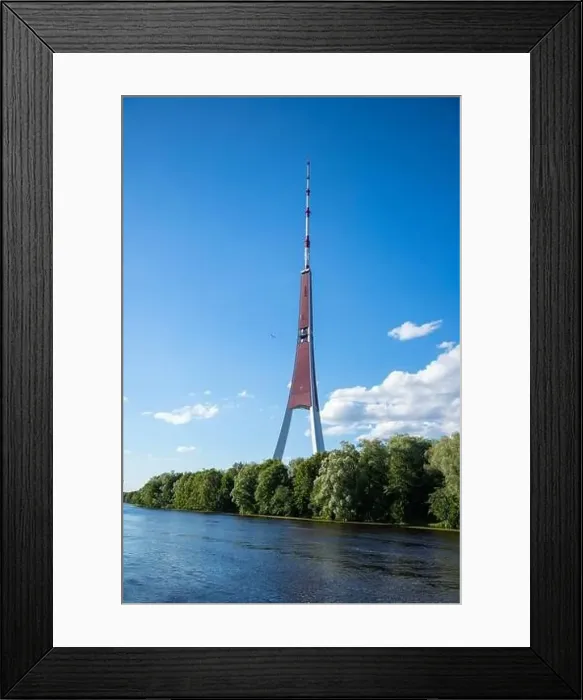 Framed Print : TV tower in Riga, view from the Daugava river Framed Print : TV tower in Riga, view from the Daugava river