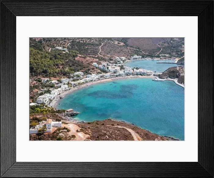 Framed Print : Kythira island, Greece. Aerial drone view of Kapsali twin bay coast, beach and village. Sunny summer day Framed Print : Kythira island, Greece. Aerial drone view of Kapsali twin bay coast, beach and village. Sunny summer day