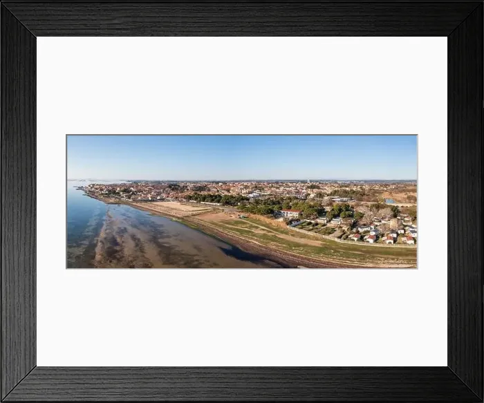 Framed Print : Aerial view of the village of Meze, on a winter morning, in Herault in Occitanie, France Framed Print : Aerial view of the village of Meze, on a winter morning, in Herault in Occitanie, France