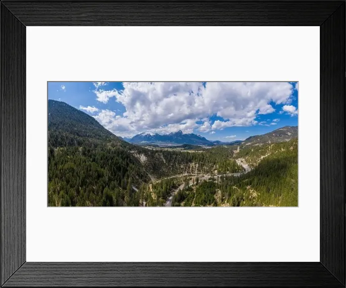 Framed Print : panorama of stuibenfall valley with view to reutte and hahnenkamm mountain chain in tirol Framed Print : panorama of stuibenfall valley with view to reutte and hahnenkamm mountain chain in tirol