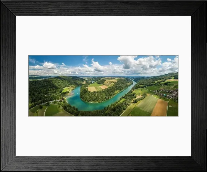 Framed Print : Aerial drone panorama of Rhine loop and sinuosity at Toesegg in Canton Zurich, Switzerland (large stitsched file) Framed Print : Aerial drone panorama of Rhine loop and sinuosity at Toesegg in Canton Zurich, Switzerland (large stitsched file)