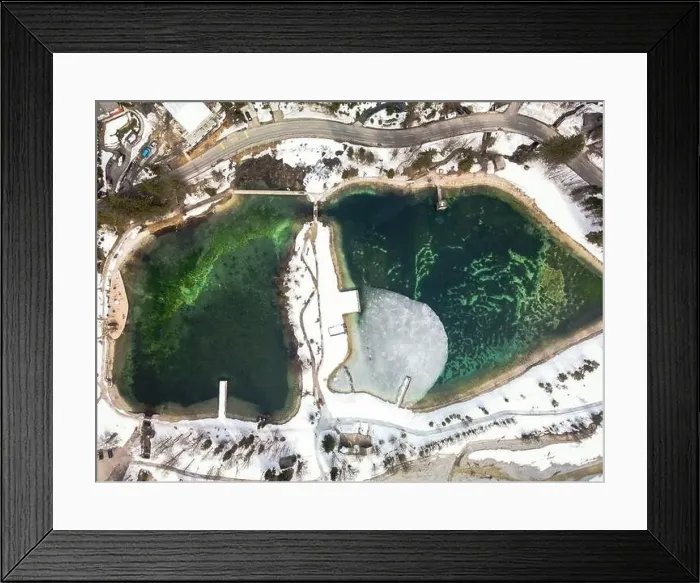 Framed Print : Top down view of Jezero Jasna. Icy man-made lake in Slovenia Framed Print : Top down view of Jezero Jasna. Icy man-made lake in Slovenia