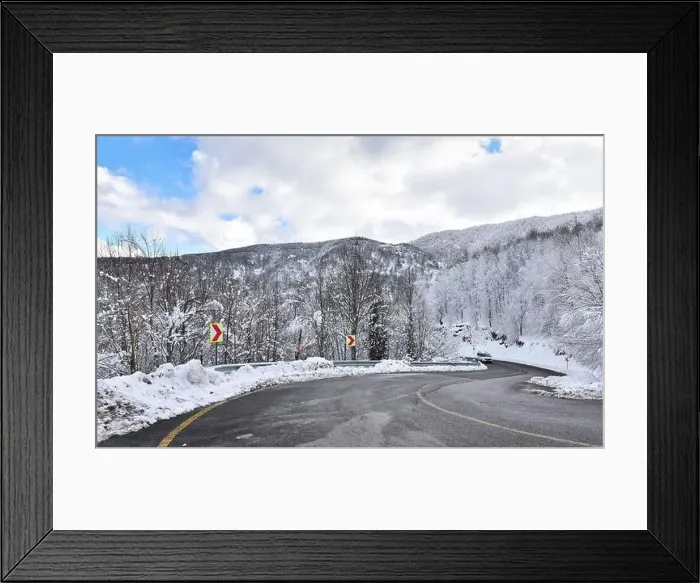 Framed Print : KARTEPE, KOCAELI, TURKEY. Beautiful winter landscape. Winter snowy forest with road Framed Print : KARTEPE, KOCAELI, TURKEY. Beautiful winter landscape. Winter snowy forest with road