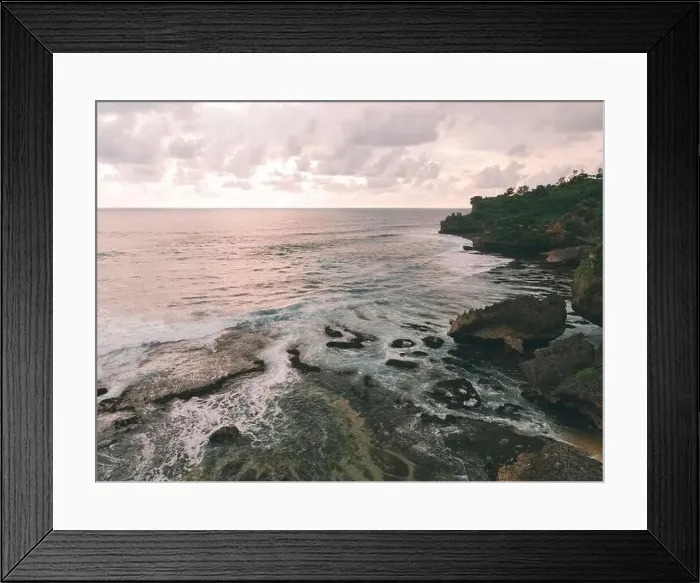Framed Print : Aerial view of Baron beach in Yogyakarta, Indonesia with lighthouse and traditional boats Framed Print : Aerial view of Baron beach in Yogyakarta, Indonesia with lighthouse and traditional boats