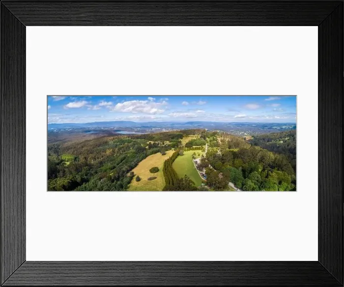 Framed Print : Wide aerial panorama of Dandenong Ranges in Victoria, Australia Framed Print : Wide aerial panorama of Dandenong Ranges in Victoria, Australia