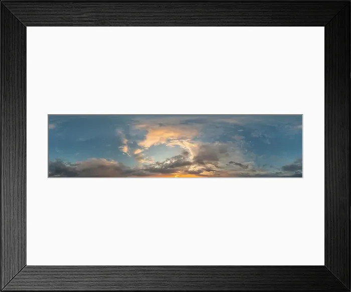 Framed Print : Dark blue sunset sky panorama with Cirrus clouds Framed Print : Dark blue sunset sky panorama with Cirrus clouds