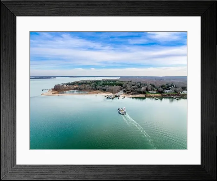 Framed Print : Aerial view of the South Ferry in North Haven, NY
