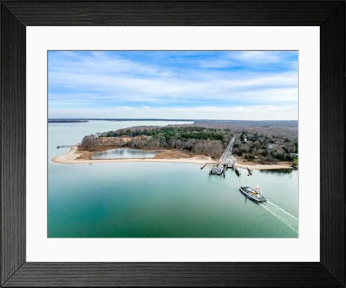 Framed Print : Aerial view of the South Ferry in North Haven, NY