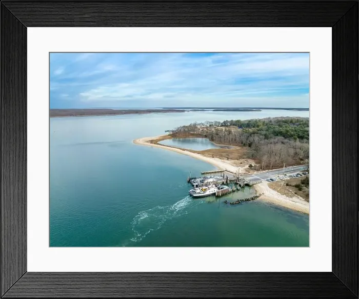 Framed Print : Aerial view of the South Ferry in North Haven, NY