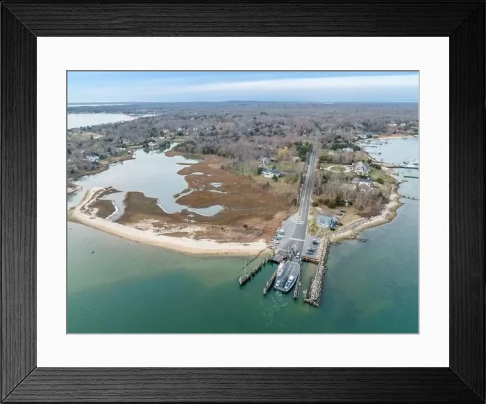 Framed Print : Aerial view of the Shelter Island Ferry coming into Shelter Island, NY Framed Print : Aerial view of the Shelter Island Ferry coming into Shelter Island, NY