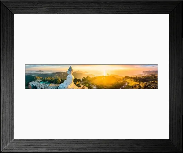 Framed Print : Aerial view of Big Buddha viewpoint at sunset in Phuket province, Thailand