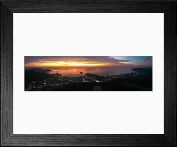 Framed Print : Aerial view of Big Buddha viewpoint at sunset in Phuket province, Thailand