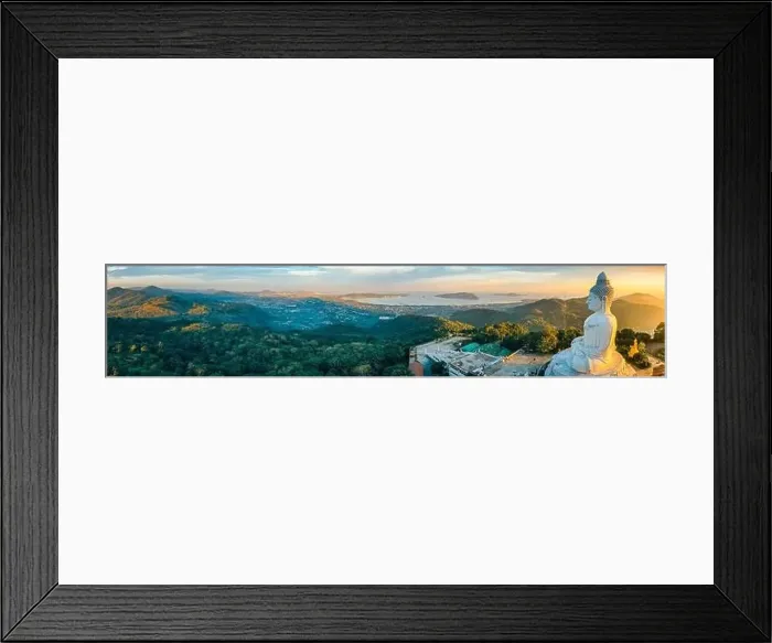 Framed Print : Aerial view of Big Buddha viewpoint at sunset in Phuket province, Thailand