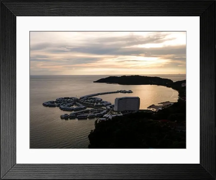 Framed Print : Port Dickson, Malaysia: Nov 19, 2021 - Aerial view of the famous Lexis hibiscus resort. Selective focus points Framed Print : Port Dickson, Malaysia: Nov 19, 2021 - Aerial view of the famous Lexis hibiscus resort. Selective focus points
