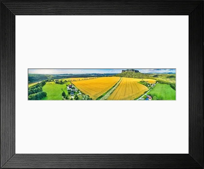 Framed Print : Wheat fields in Germany, aerial photography with mountains in the background Framed Print : Wheat fields in Germany, aerial photography with mountains in the background