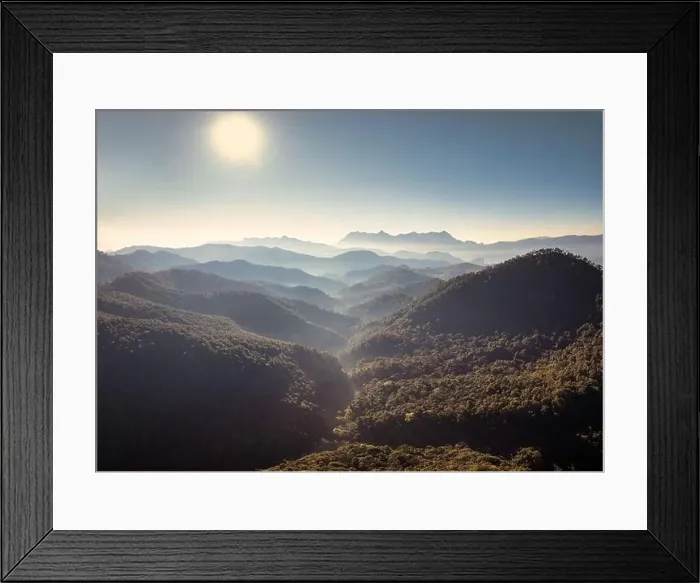 Framed Print : Aerial view of Doi Luang Chiang Dao with mountain layer and fog on sunny day in tropical rainforest at national park Framed Print : Aerial view of Doi Luang Chiang Dao with mountain layer and fog on sunny day in tropical rainforest at national park