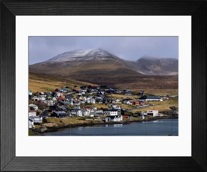 Framed Print : Beautiful country houses of Sandavagur village in Faroe Islands Framed Print : Beautiful country houses of Sandavagur village in Faroe Islands