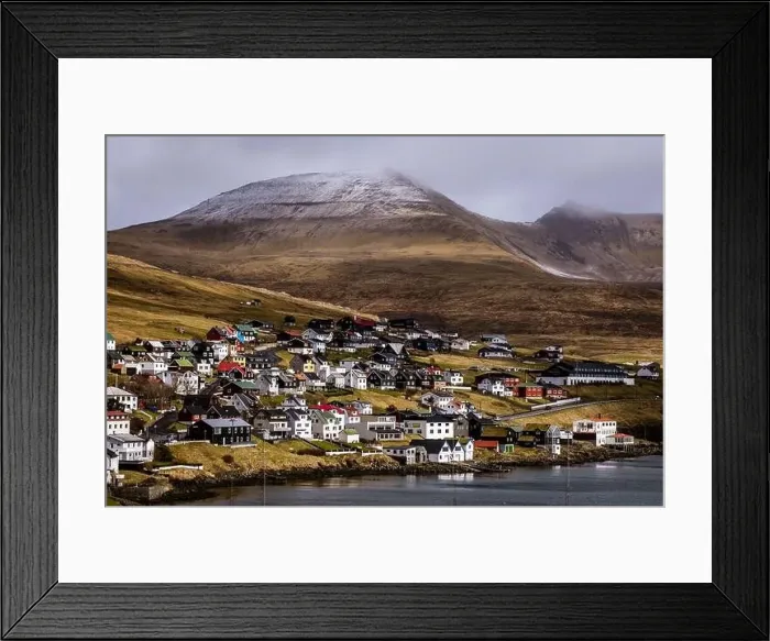 Framed Print : Beautiful country houses of Sandavagur village in Faroe Islands Framed Print : Beautiful country houses of Sandavagur village in Faroe Islands