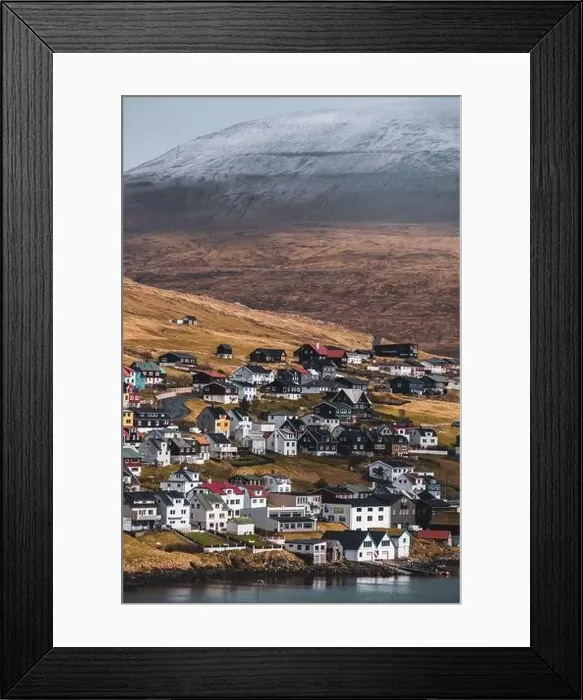 Framed Print : Beautiful country houses of Sandavagur village in Faroe Islands Framed Print : Beautiful country houses of Sandavagur village in Faroe Islands