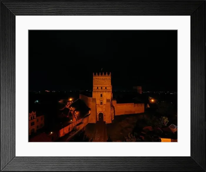Framed Print : Lutsk, Ukraine - June 4, 2021: Aerial view on Lubart's castle in Lutsk, Ukraine from drone at night Framed Print : Lutsk, Ukraine - June 4, 2021: Aerial view on Lubart's castle in Lutsk, Ukraine from drone at night