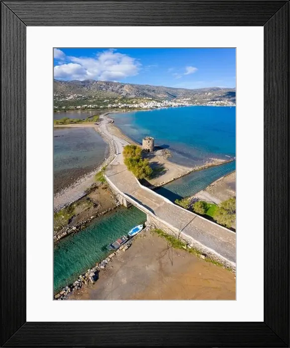 Framed Print : The famous canal of Elounda with the ruins of the old bridge, Crete, Greece Framed Print : The famous canal of Elounda with the ruins of the old bridge, Crete, Greece