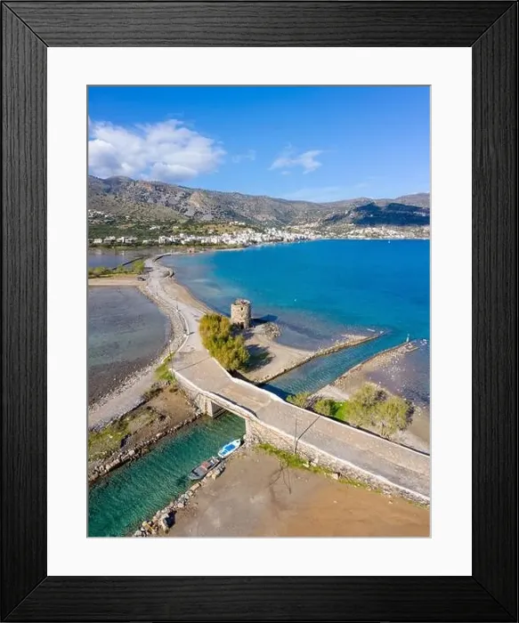 Framed Print : The famous canal of Elounda with the ruins of the old bridge, Crete, Greece Framed Print : The famous canal of Elounda with the ruins of the old bridge, Crete, Greece