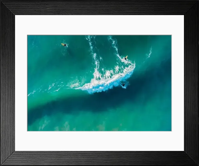 Framed Print : Surfer ride on surfboard on wave in ocean. Aerial view in Brazil Framed Print : Surfer ride on surfboard on wave in ocean. Aerial view in Brazil