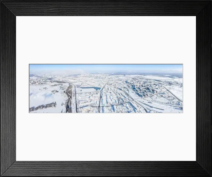 Framed Print : large industrial area of the city in sunny chilly winter day. panoramic aerial view Framed Print : large industrial area of the city in sunny chilly winter day. panoramic aerial view
