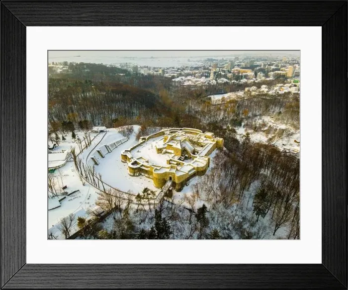 Framed Print : Birds eye view over the medieval stronghold of Suceava Framed Print : Birds eye view over the medieval stronghold of Suceava