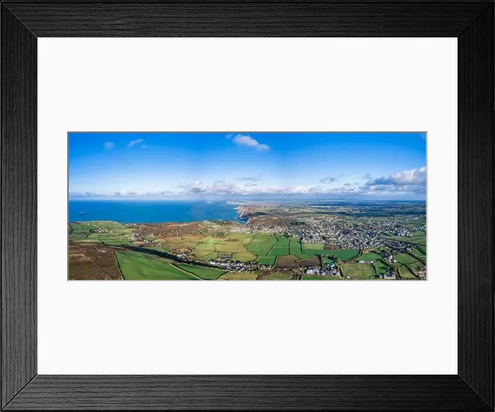 Framed Print : Panorama from a drone over St. Agnes, Cornwall, England Framed Print : Panorama from a drone over St. Agnes, Cornwall, England