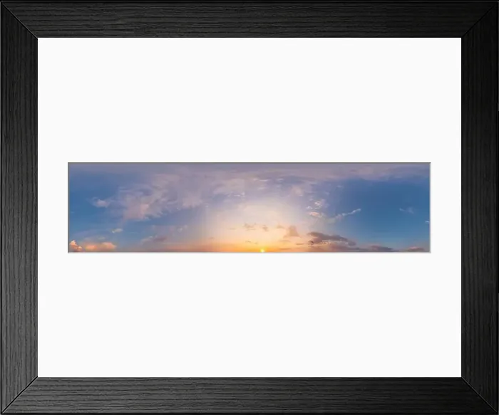Framed Print : Panorama of a dark blue sunset sky with pink Cirrus clouds Framed Print : Panorama of a dark blue sunset sky with pink Cirrus clouds