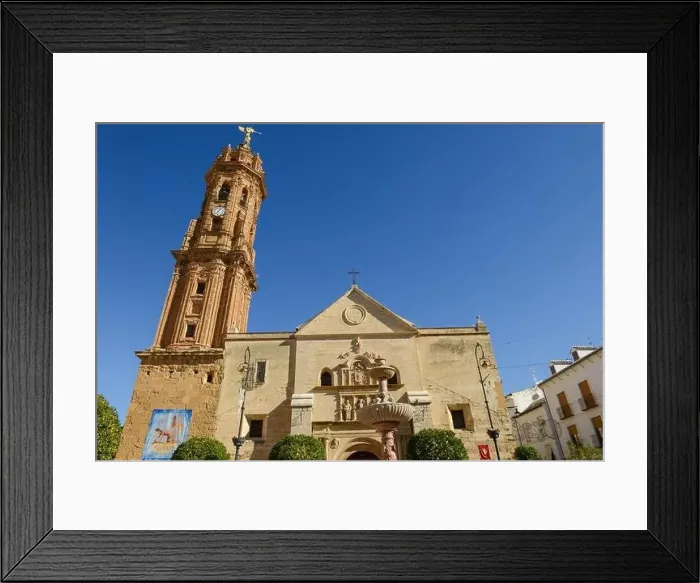 Framed Print : Antequera, Spain - 31 December 2020: church and square of san Sebastian at Antequera on Andalusia in Spain Framed Print : Antequera, Spain - 31 December 2020: church and square of san Sebastian at Antequera on Andalusia in Spain